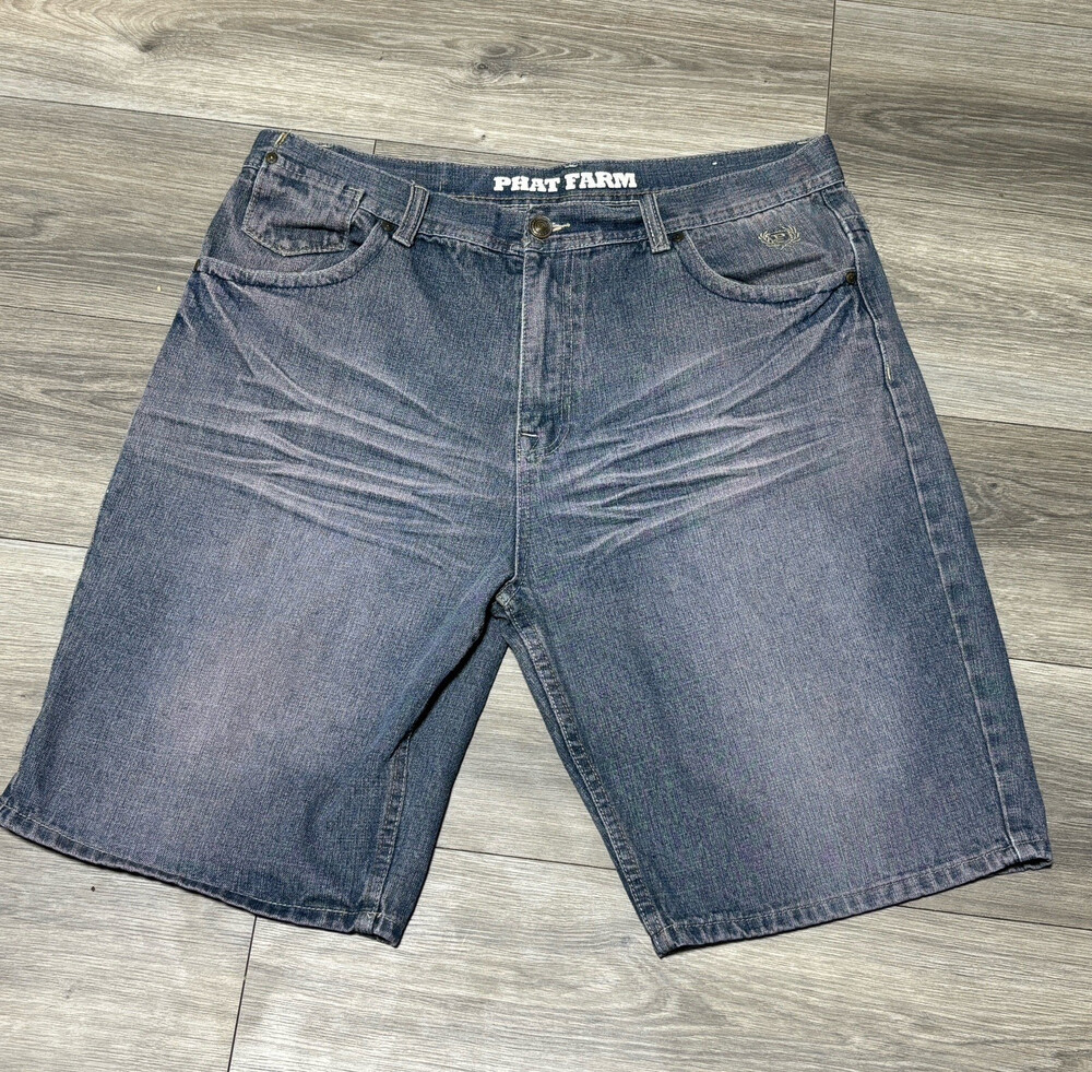 Vintage Phat Farm Baggy Shorts Men’s 38x11 Y2K Hip Hop Wide Leg Denim